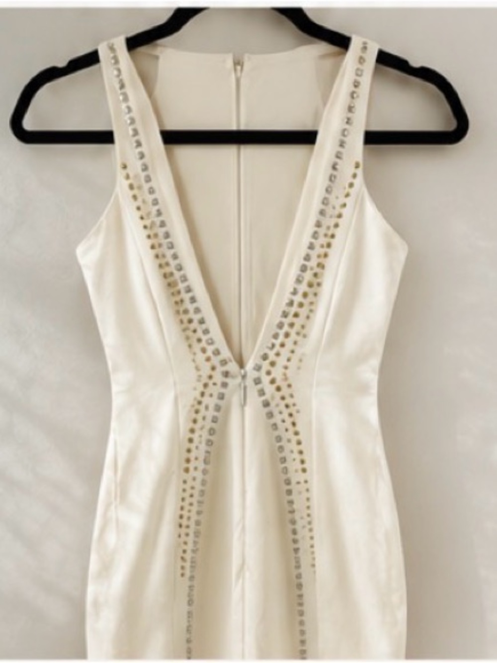 bebe Addiction White Studded Bodycon Dress – Size Small - Picture 3 of 6